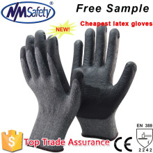 NMSAFETY grey polycotton cheap latex work gloves